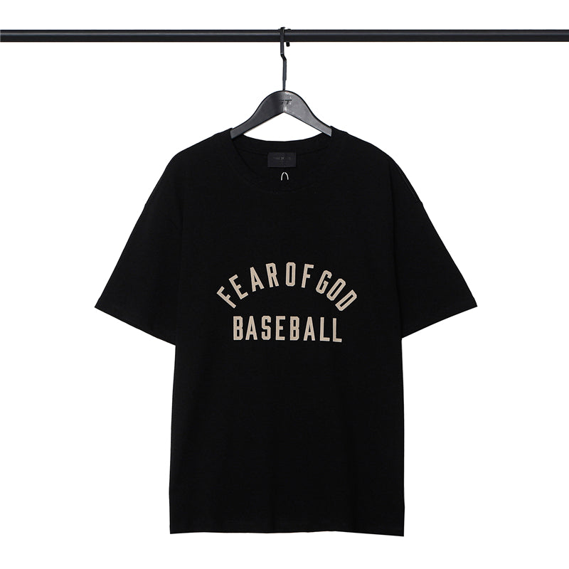 Fear Of God newest Baseball Logo Print Tee Shirt Black and Red Size Large