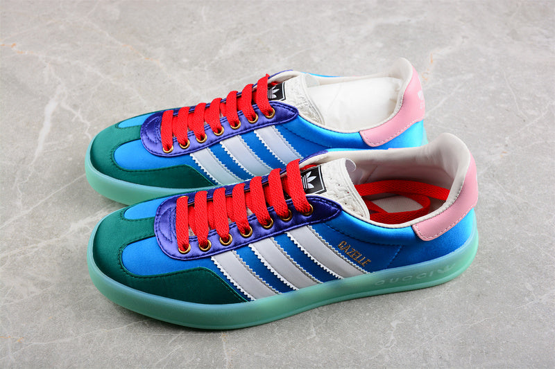 GU*CCI X GAZELLE SHOES BLUE/CLOUD WHITE/GREEN/RED