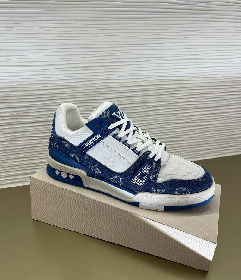 LV Trainer Monogram Denim White Blue