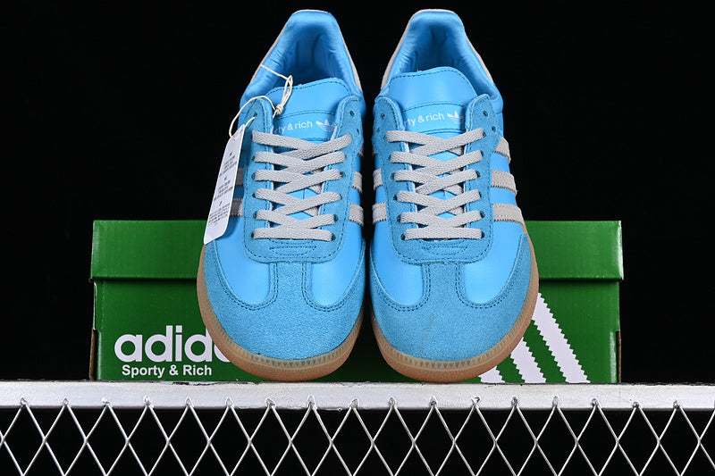 ADIDAS SPORTY & RICH X SAMBA OG BLUE RUSH/CRYSTAL WHITE/GUM THREE