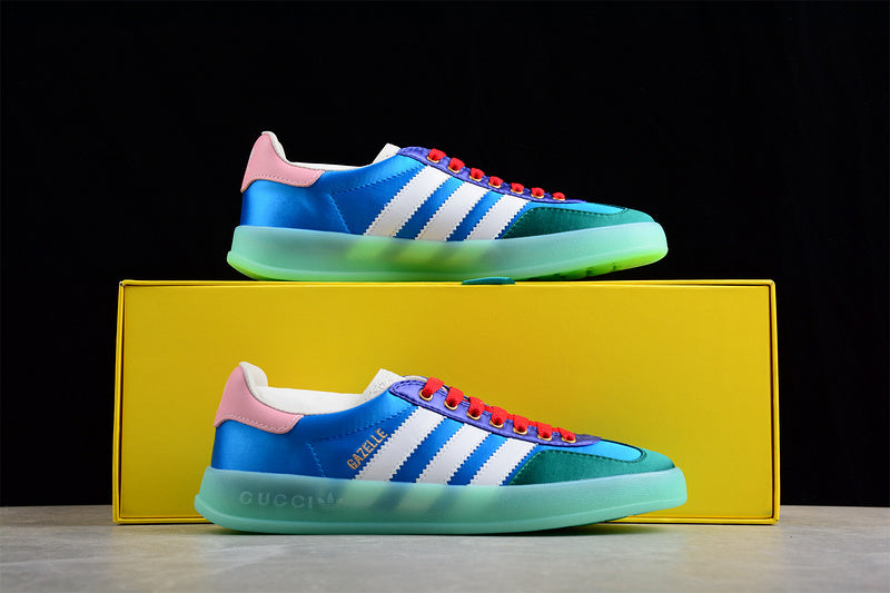 GU*CCI X GAZELLE SHOES BLUE/CLOUD WHITE/GREEN/RED