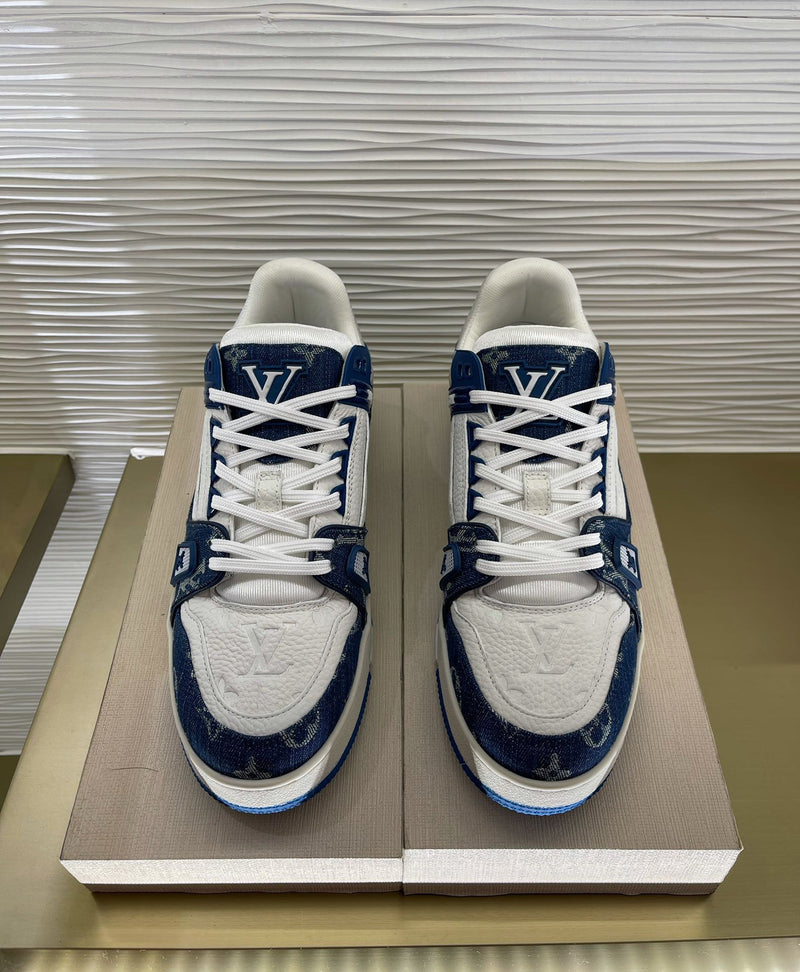 LV Trainer Monogram Denim White Blue