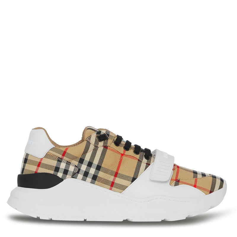 Burberry Check and Leather Sneakers Archive Beige