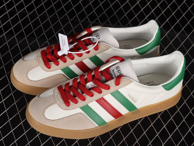 GU*CCI X GAZELLE SHOES CLOUD WHITE/GREEN/RED