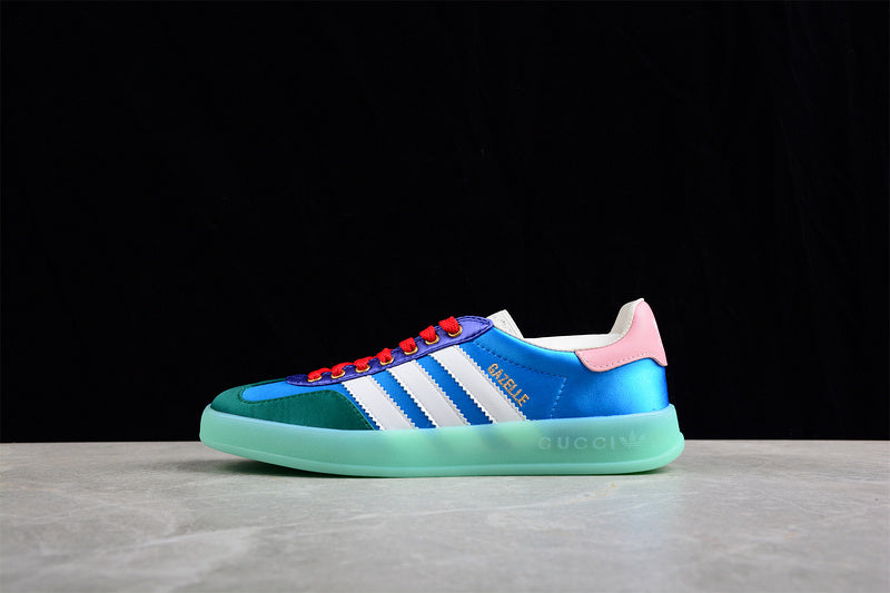 GU*CCI X GAZELLE SHOES BLUE/CLOUD WHITE/GREEN/RED