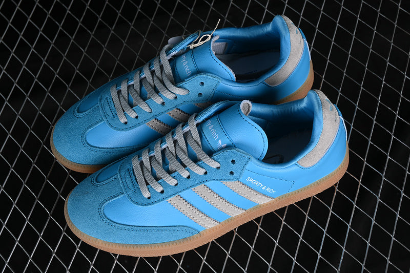 ADIDAS SPORTY & RICH X SAMBA OG BLUE RUSH/CRYSTAL WHITE/GUM THREE