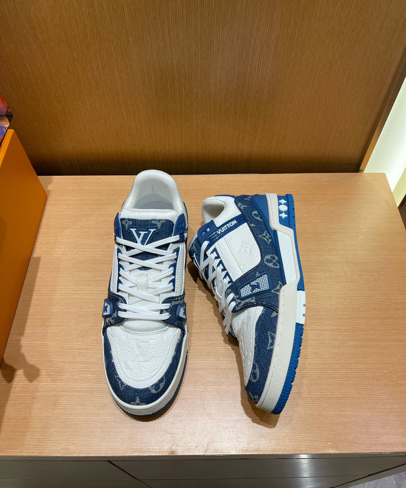 LV Trainer Monogram Denim White Blue