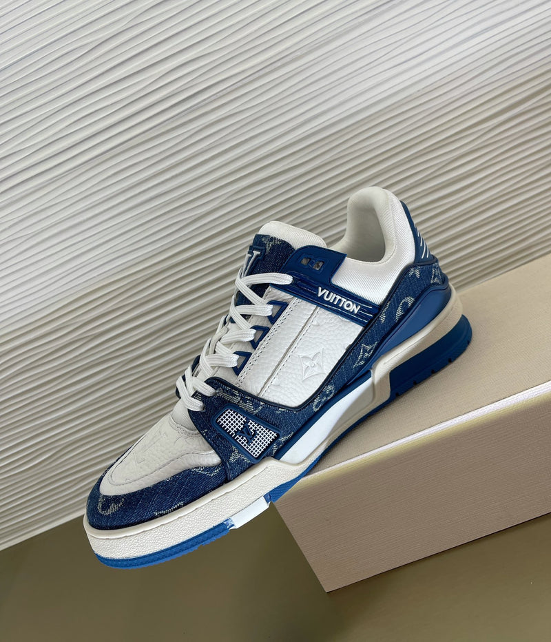 LV Trainer Monogram Denim White Blue