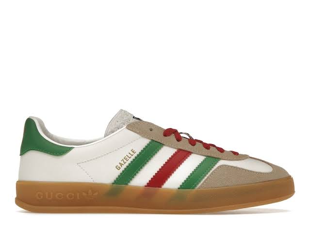 GU*CCI X GAZELLE SHOES CLOUD WHITE/GREEN/RED