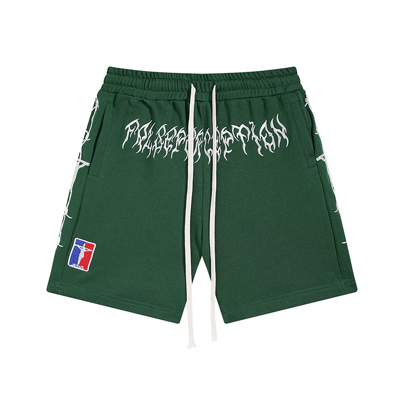 Shorts Rhude Verde Escuro Estampa