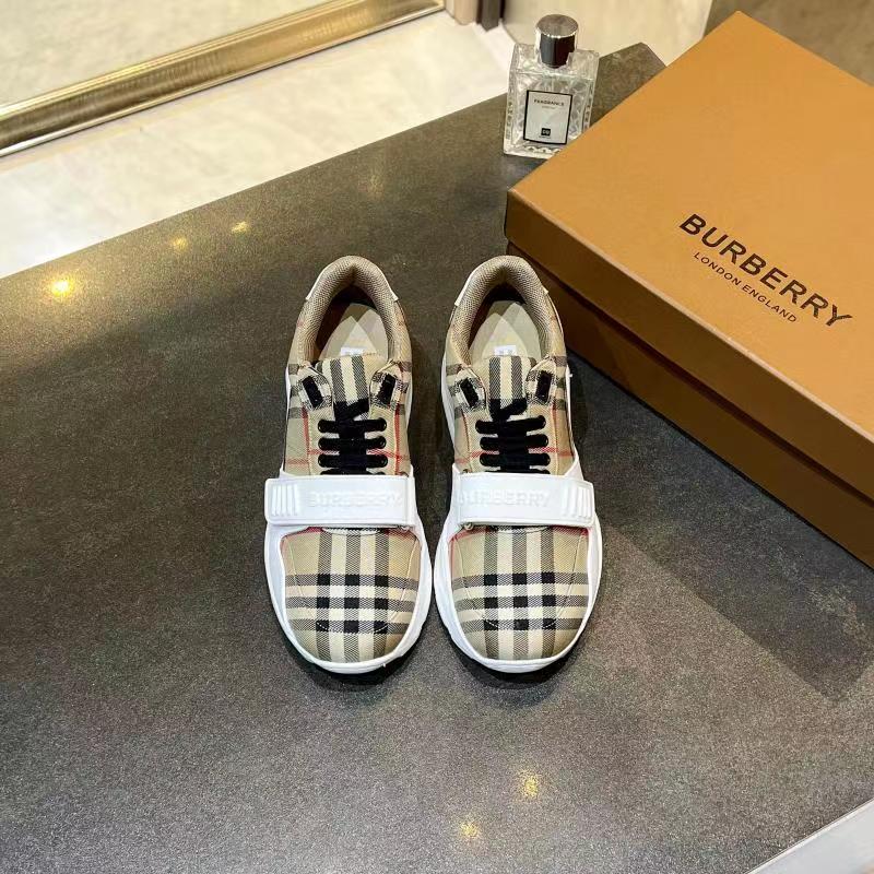 Burberry Check and Leather Sneakers Archive Beige