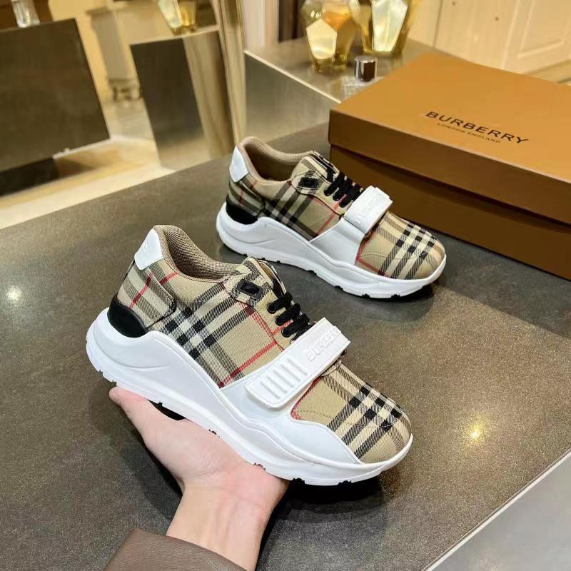 Burberry Check and Leather Sneakers Archive Beige