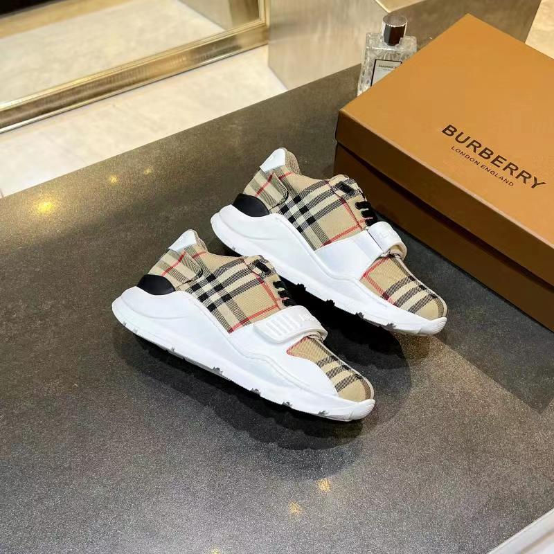 Burberry Check and Leather Sneakers Archive Beige