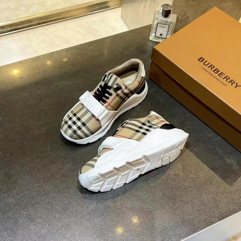 Burberry Check and Leather Sneakers Archive Beige