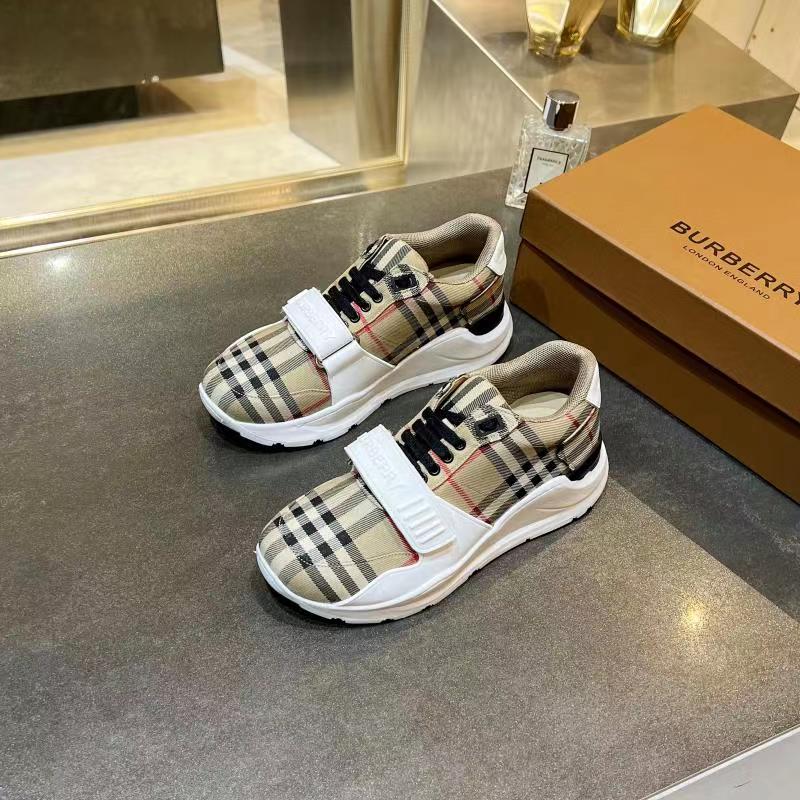 Burberry Check and Leather Sneakers Archive Beige