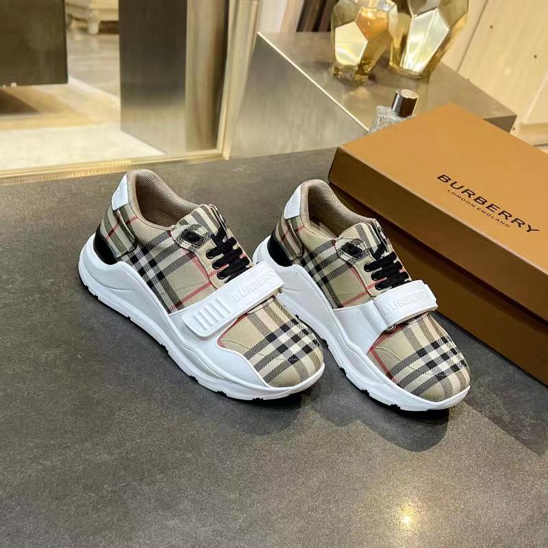 Burberry Check and Leather Sneakers Archive Beige